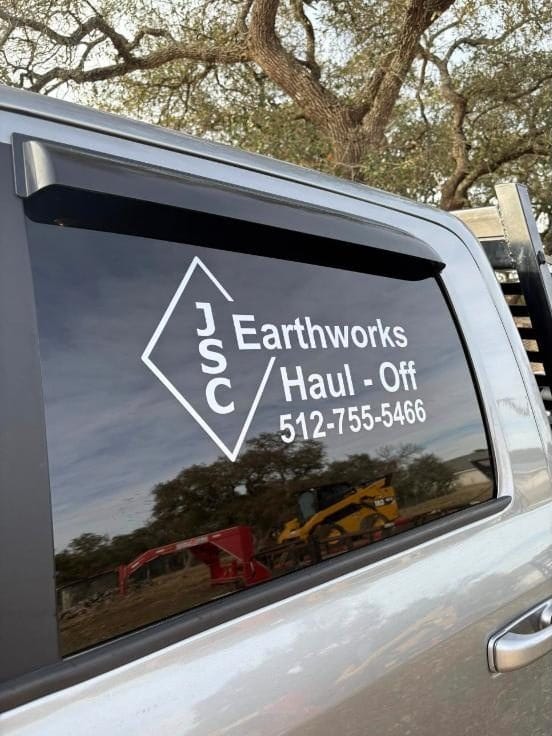 JSC Earthworks Haul-Off decal on the company truck